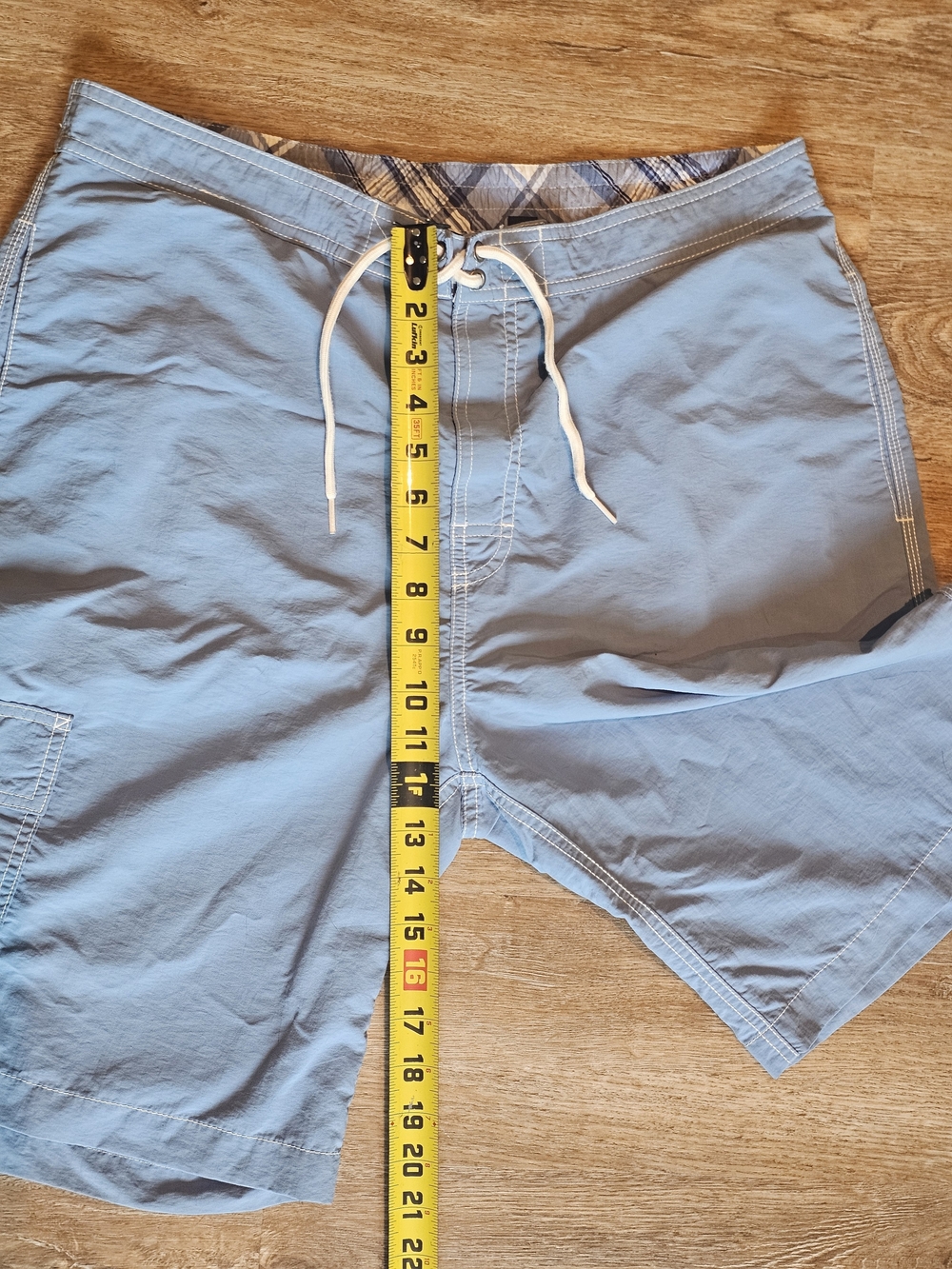 Vintage 90s Polo Ralph Lauren Cargo Lined Board Shorts Swim Trunks Light Blue L - Picture 15 of 16